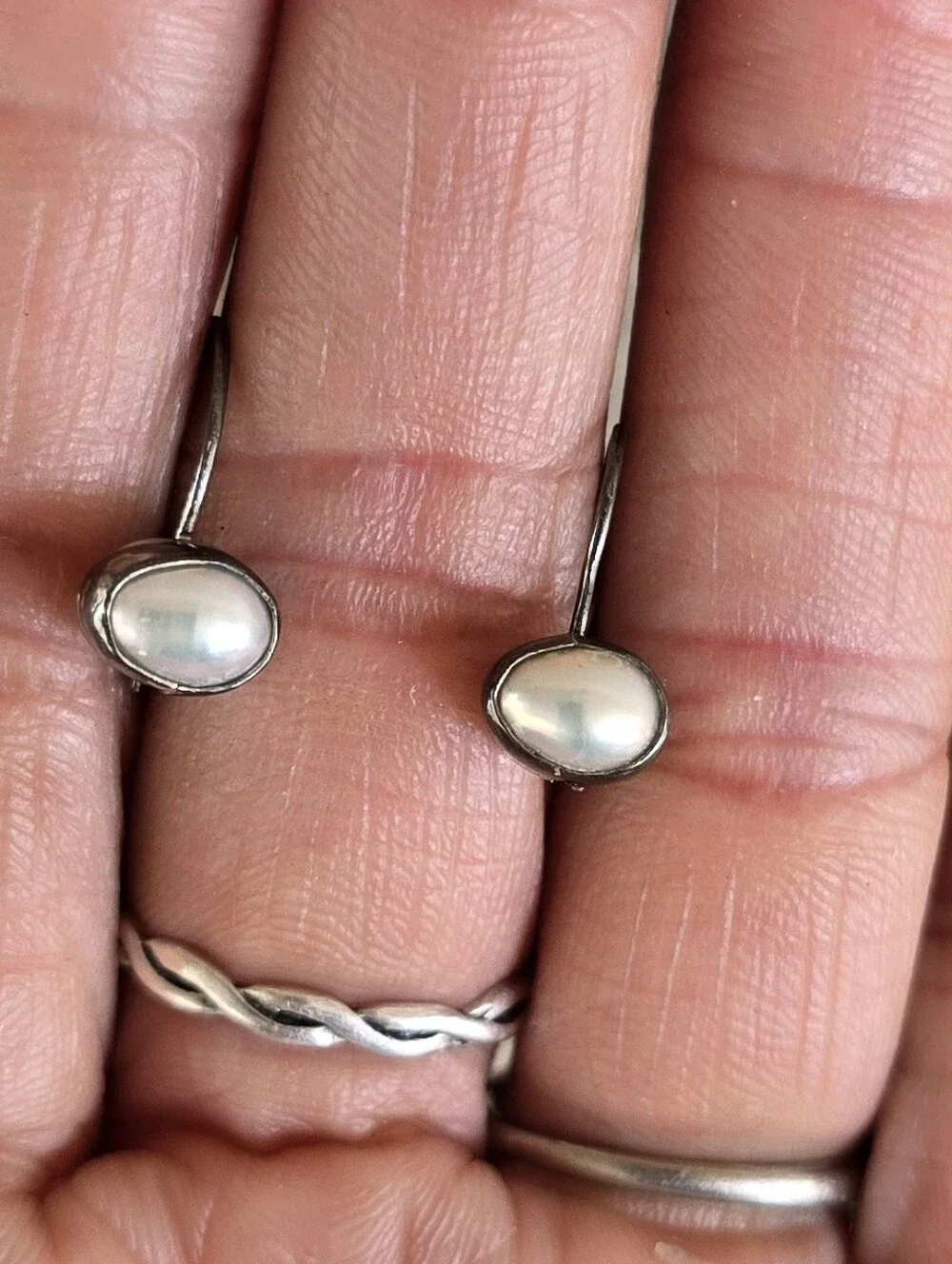 Super cute baroque nugget pearls set in sterling silver earrings
